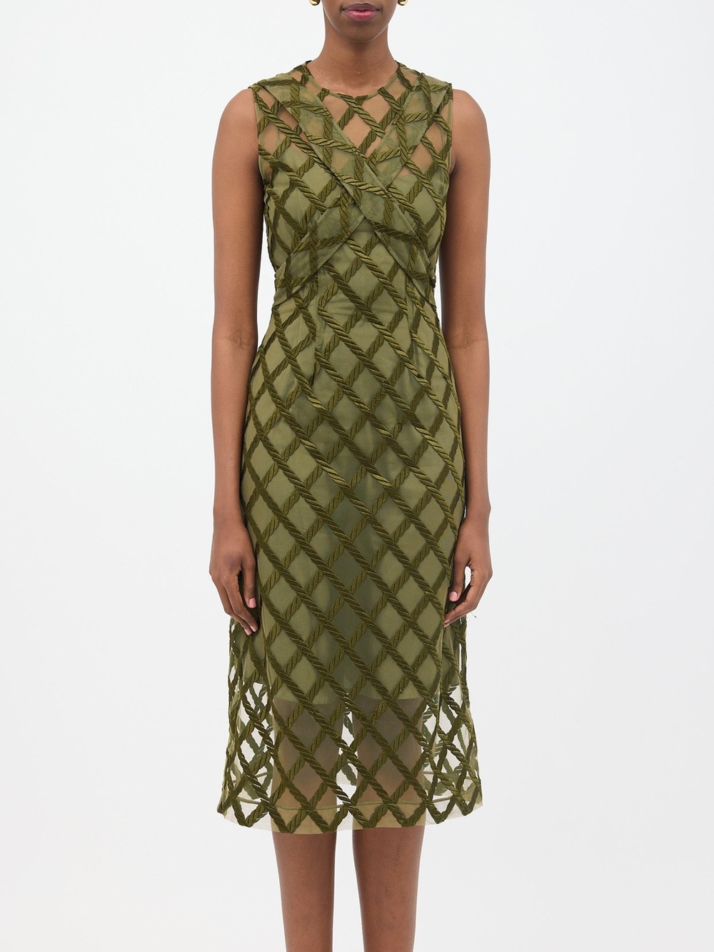 Simone Rocha green lattice mesh dress size 14 UK 10 US